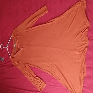 Burnt orange threaded neck short dress